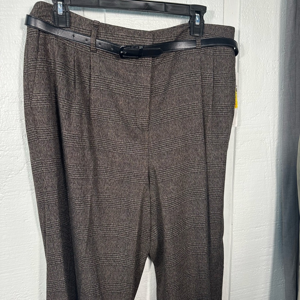 Calvin Klein Women's Brown Herringbone Belted Pants Size 12 N… - Picture 5 of 11